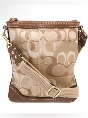 Coach Signature Stripe Crossbody Swingpack bag - tan